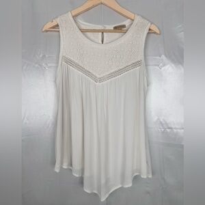 Democracy Cream Lace Detail Tank Top Size‎ Medium